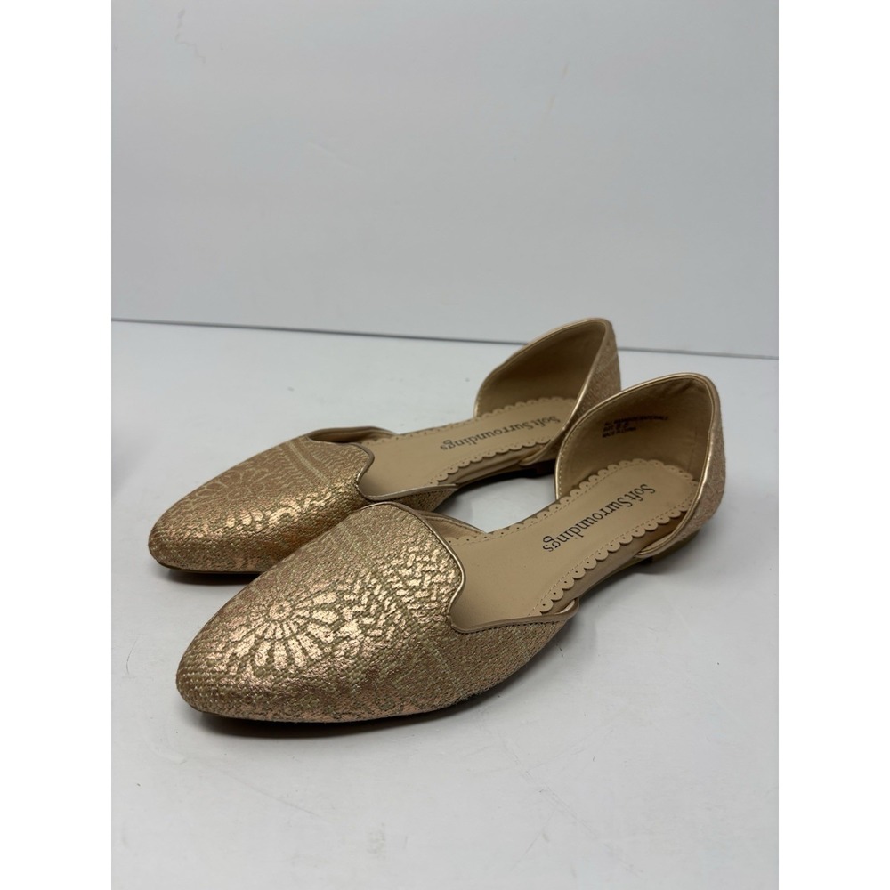 Soft Surroundings Size 8.5 Amelia D'Orsay Pointed Toe Flats Rose Gold
